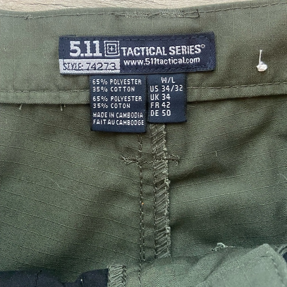 5.11 Tactical Series Men's Cargo Pants 34X32 Green Workwear Utility Double Knee - Picture 9 of 9
